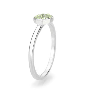 LO4767 - Rhodium Brass Ring with Top Grade Crystal in Peridot
