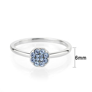 LO4771 - Rhodium Brass Ring with Top Grade Crystal in Aquamarine