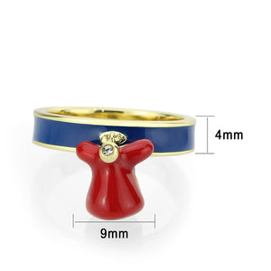 LO4773 - Gold Brass Ring with Epoxy in Blue Series