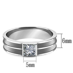 LOA1341 - High polished (no plating) Stainless Steel Ring with Top Grade Crystal  in Black Diamond