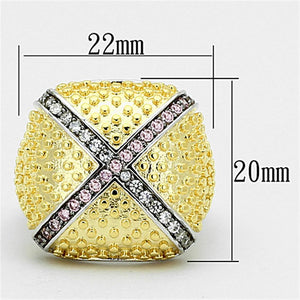 LOA878 - Rhodium+Gold+ Ruthenium Brass Ring with AAA Grade CZ  in Rose