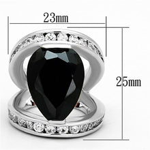 Load image into Gallery viewer, LOA923 - Rhodium Brass Ring with AAA Grade CZ  in Black Diamond