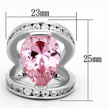 Load image into Gallery viewer, LOA924 - Rhodium Brass Ring with AAA Grade CZ  in Rose