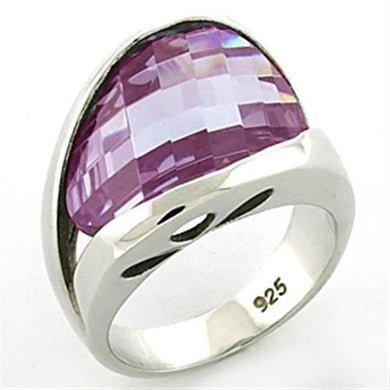 LOAS774 - Rhodium 925 Sterling Silver Ring with AAA Grade CZ  in Light Amethyst