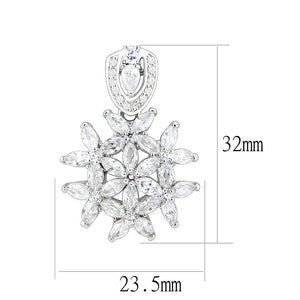 LOS067 - Rhodium 925 Sterling Silver Pendant with AAA Grade CZ  in Clear