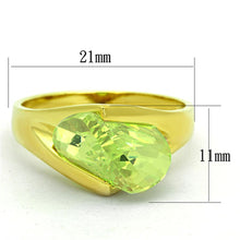 Load image into Gallery viewer, LOS647 - Gold 925 Sterling Silver Ring with AAA Grade CZ  in Apple Green color