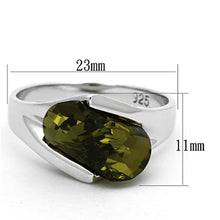 Load image into Gallery viewer, LOS654 - Rhodium 925 Sterling Silver Ring with AAA Grade CZ  in Olivine color