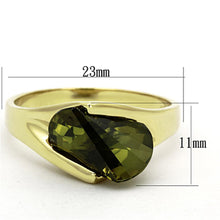 Load image into Gallery viewer, LOS655 - Gold 925 Sterling Silver Ring with AAA Grade CZ  in Olivine color