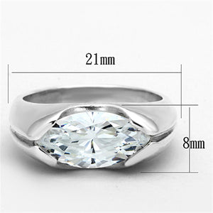 LOS704 - Silver 925 Sterling Silver Ring with AAA Grade CZ  in Clear