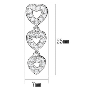 LOS722 - Rhodium 925 Sterling Silver Earrings with AAA Grade CZ  in Clear
