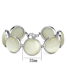 Load image into Gallery viewer, LOS762 - High-Polished 925 Sterling Silver Bracelet with Synthetic Cat Eye in White
