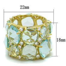 Load image into Gallery viewer, LOS766 - Gold 925 Sterling Silver Ring with Synthetic Synthetic Glass in Sea Blue