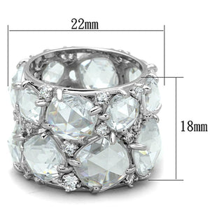 LOS767 - Rhodium 925 Sterling Silver Ring with AAA Grade CZ  in Clear