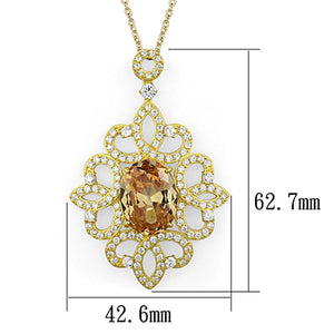 LOS784 - Gold 925 Sterling Silver Chain Pendant with AAA Grade CZ  in Champagne