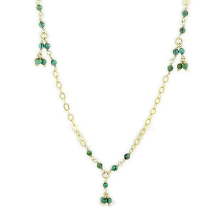 LOS794 - Matte Gold 925 Sterling Silver Necklace with Semi-Precious Turquoise in Emerald