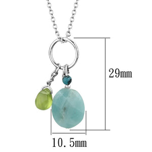 LOS797 - Silver 925 Sterling Silver Necklace with Synthetic Jade in Multi Color