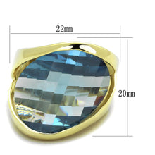 Load image into Gallery viewer, LOS826 - Gold 925 Sterling Silver Ring with Synthetic Synthetic Glass in Sea Blue