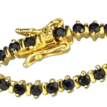 Load image into Gallery viewer, LOS838 - Gold 925 Sterling Silver Bracelet with AAA Grade CZ  in Jet
