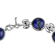 Load image into Gallery viewer, LOS844 - Rhodium 925 Sterling Silver Bracelet with Precious Stone Lapis in Montana