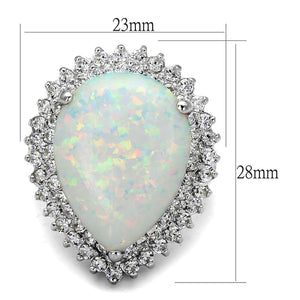 LOS880 Rhodium 925 Sterling Silver Ring with Semi-Precious in Aurora Borealis (Rainbow Effect)