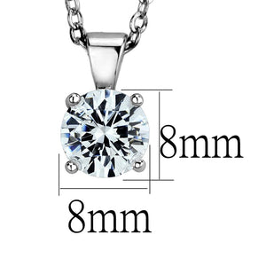 LOS891 - Rhodium 925 Sterling Silver Chain Pendant with AAA Grade CZ  in Clear