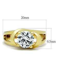 Load image into Gallery viewer, TK066G - IP Gold(Ion Plating) Stainless Steel Ring with AAA Grade CZ  in Clear