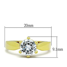 Load image into Gallery viewer, TK071G - IP Gold(Ion Plating) Stainless Steel Ring with AAA Grade CZ  in Clear