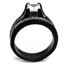 Load image into Gallery viewer, TK0W383J - Two-Tone IP Black Stainless Steel Ring with AAA Grade CZ  in Clear