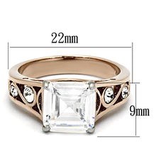 Load image into Gallery viewer, TK1059 - Two-Tone IP Rose Gold Stainless Steel Ring with AAA Grade CZ  in Clear