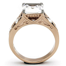 Load image into Gallery viewer, TK1059 - Two-Tone IP Rose Gold Stainless Steel Ring with AAA Grade CZ  in Clear