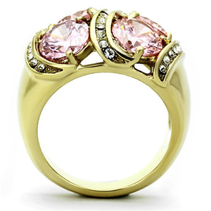 TK1099 - IP Gold(Ion Plating) Stainless Steel Ring with AAA Grade CZ  in Rose