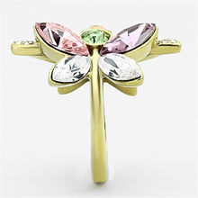 Load image into Gallery viewer, TK1100 - IP Gold(Ion Plating) Stainless Steel Ring with Top Grade Crystal  in Multi Color