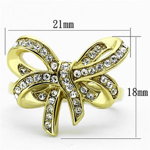 TK1108 - IP Gold(Ion Plating) Stainless Steel Ring with Top Grade Crystal  in Clear