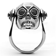 Load image into Gallery viewer, TK1115 - High polished (no plating) Stainless Steel Ring with Top Grade Crystal  in Jet
