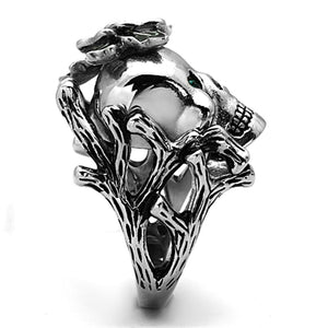 TK1122 - High polished (no plating) Stainless Steel Ring with Top Grade Crystal  in Emerald