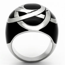 Load image into Gallery viewer, TK1133 - High polished (no plating) Stainless Steel Ring with Epoxy  in Jet