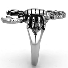 Load image into Gallery viewer, TK1135 - High polished (no plating) Stainless Steel Ring with Top Grade Crystal  in Jet