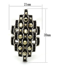 Load image into Gallery viewer, TK1136 - High polished (no plating) Stainless Steel Ring with Top Grade Crystal  in Jet