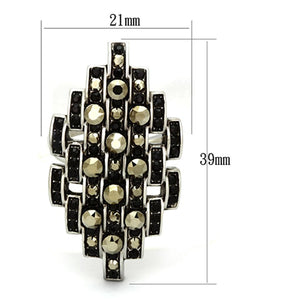 TK1136 - High polished (no plating) Stainless Steel Ring with Top Grade Crystal  in Jet