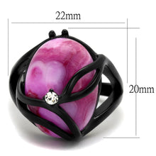 Load image into Gallery viewer, TK1144J - IP Black(Ion Plating) Stainless Steel Ring with Synthetic Cat Eye in Fuchsia