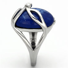 Load image into Gallery viewer, TK1144 - High polished (no plating) Stainless Steel Ring with Synthetic Synthetic Stone in Capri Blue