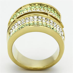 TK1146 - IP Gold(Ion Plating) Stainless Steel Ring with Top Grade Crystal  in Multi Color