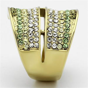 TK1146 - IP Gold(Ion Plating) Stainless Steel Ring with Top Grade Crystal  in Multi Color