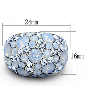 TK1147 - High polished (no plating) Stainless Steel Ring with Top Grade Crystal  in Sea Blue