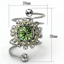 Load image into Gallery viewer, TK1148 - High polished (no plating) Stainless Steel Ring with Top Grade Crystal  in Peridot