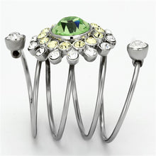 Load image into Gallery viewer, TK1148 - High polished (no plating) Stainless Steel Ring with Top Grade Crystal  in Peridot