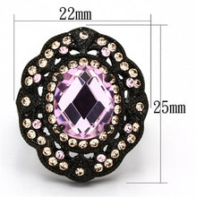 Load image into Gallery viewer, TK1154 - IP Black(Ion Plating) Stainless Steel Ring with Top Grade Crystal  in Light Rose