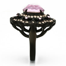 Load image into Gallery viewer, TK1154 - IP Black(Ion Plating) Stainless Steel Ring with Top Grade Crystal  in Light Rose