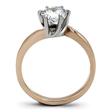 Load image into Gallery viewer, TK1161 - Two-Tone IP Rose Gold Stainless Steel Ring with AAA Grade CZ  in Clear