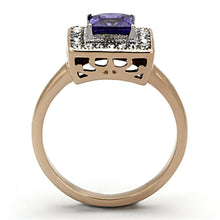 Load image into Gallery viewer, TK1162 - Two-Tone IP Rose Gold Stainless Steel Ring with AAA Grade CZ  in Tanzanite